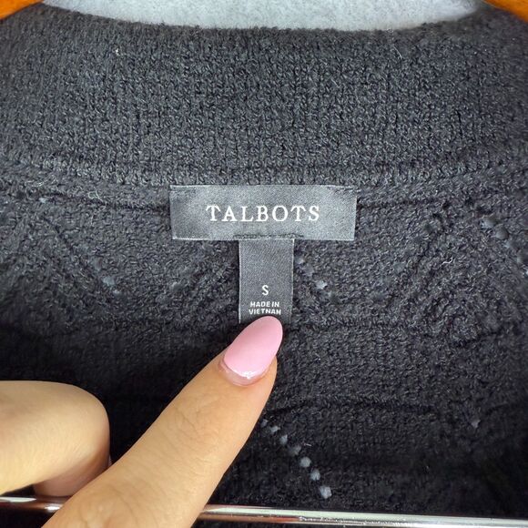 Talbot's Black Knit Short Sleeve Boxy Top Minimal Chic Quiet Luxury Sz S Preppy - Picture 4 of 6